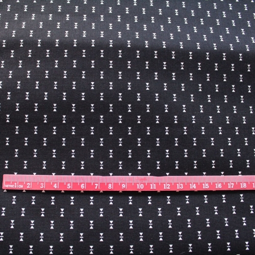 Triangles on Black 100% Cotton patchwork Fabric