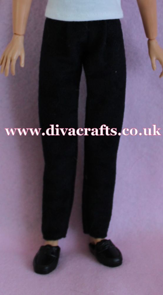 Handmade by Cazjar to fit Rio & Riot Integrity Doll Suedette Trousers - Black