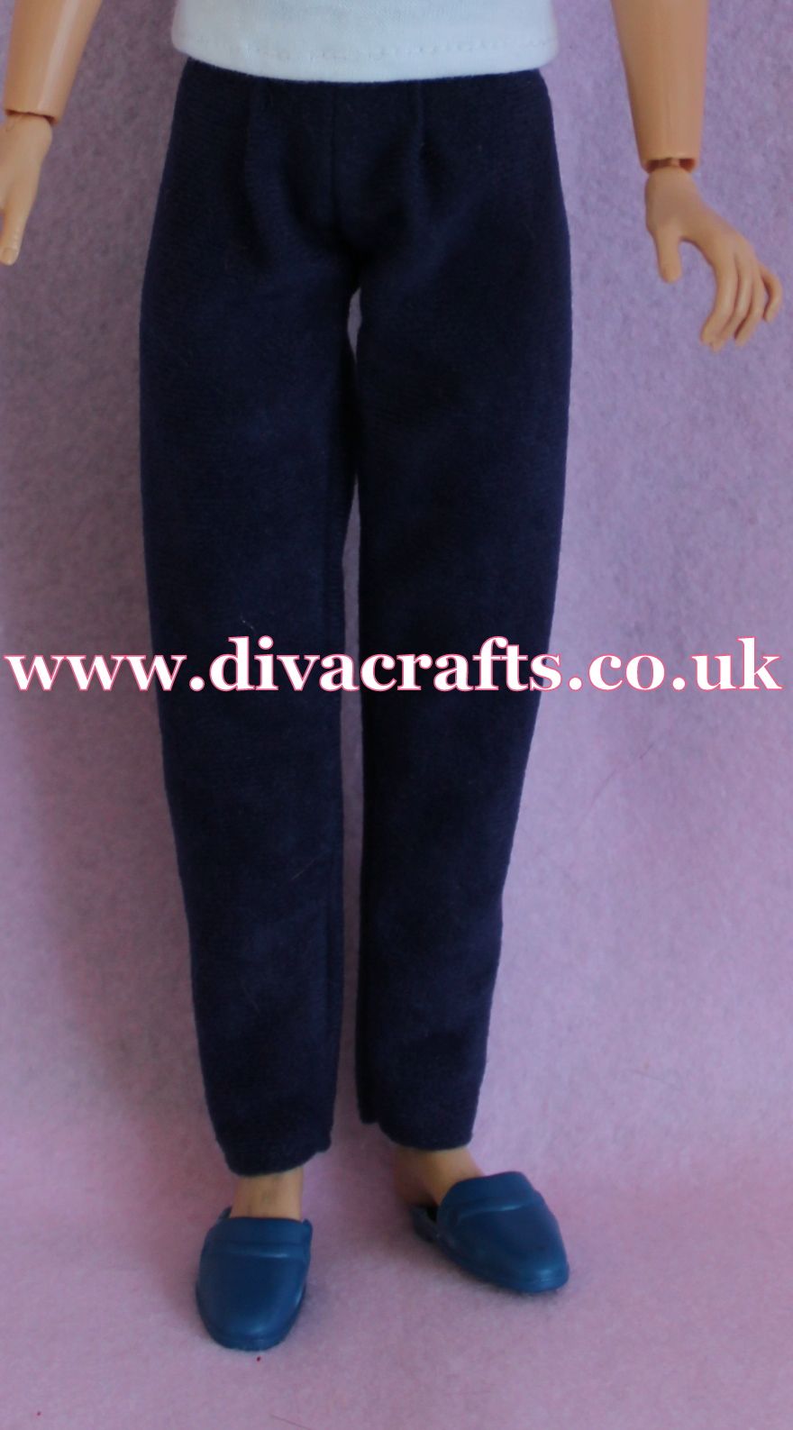 Handmade by Cazjar to fit Rio & Riot Integrity Doll Suedette Trousers - Nav