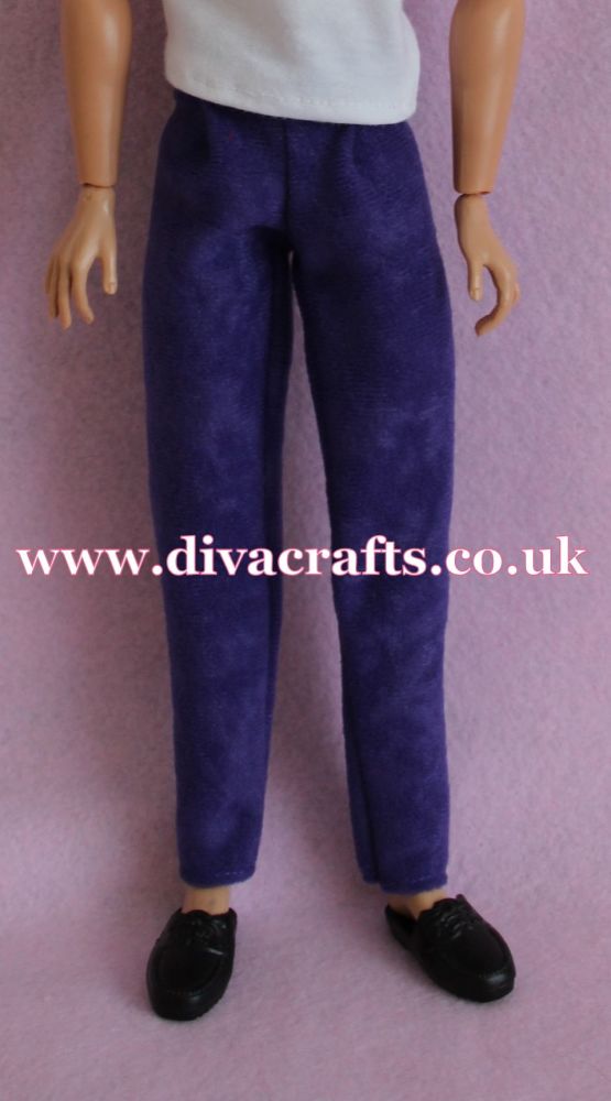 Handmade by Cazjar to fit Rio & Riot Integrity Doll Suedette Trousers - Purple
