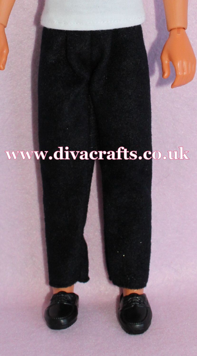 Handmade by Cazjar to fit Rio Hasbro Doll Suedette Trousers - Black