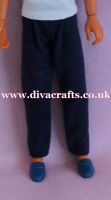 Handmade by Cazjar to fit Rio Hasbro Doll Suedette Trousers - Navy Blue