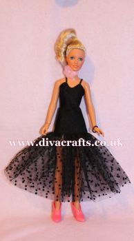 Handmade by Cazjar Kenner Darci Doll Fashion - Black Net Gown