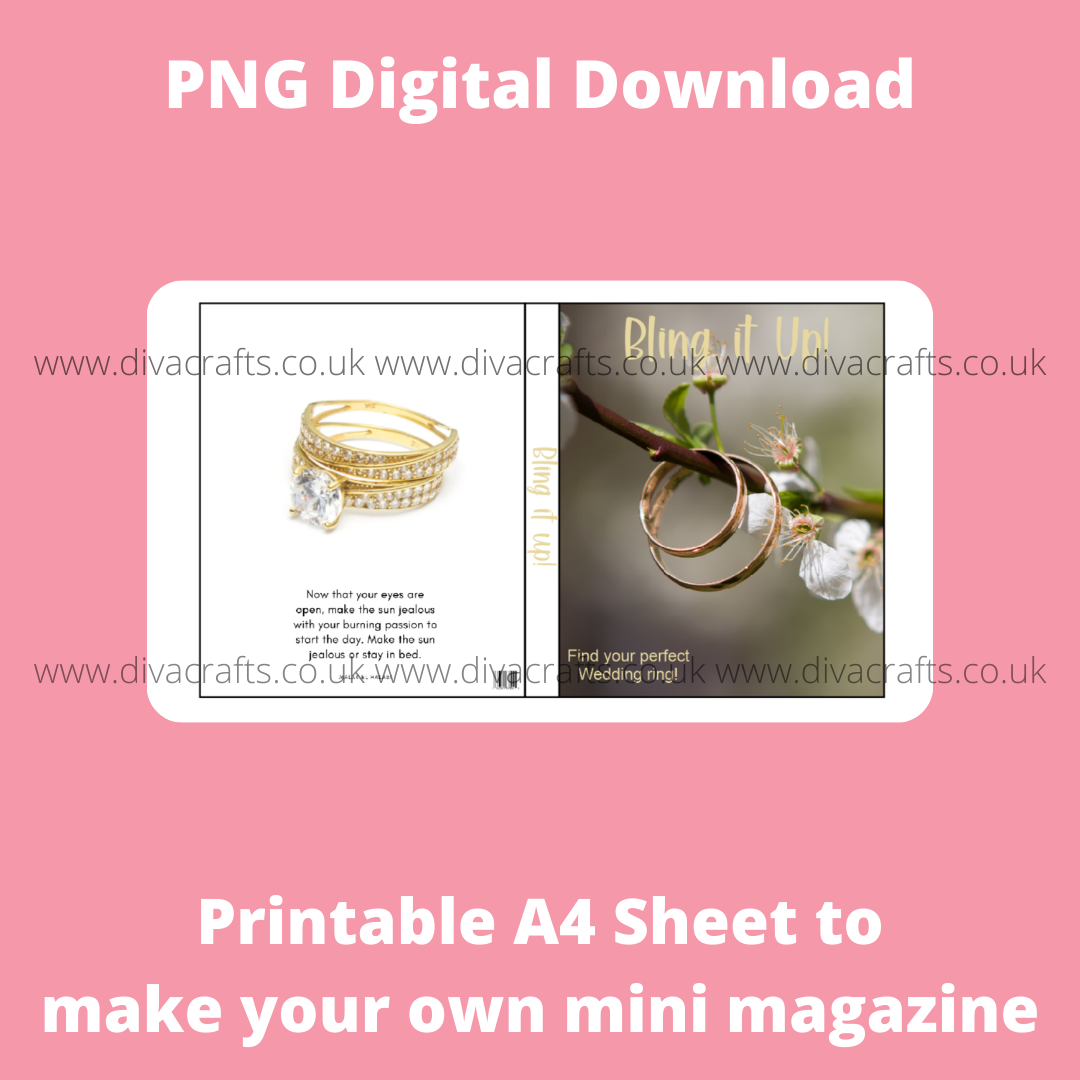 PNG Digital Download Printable Mini Doll Size Magazine - Bling it Up Jewell