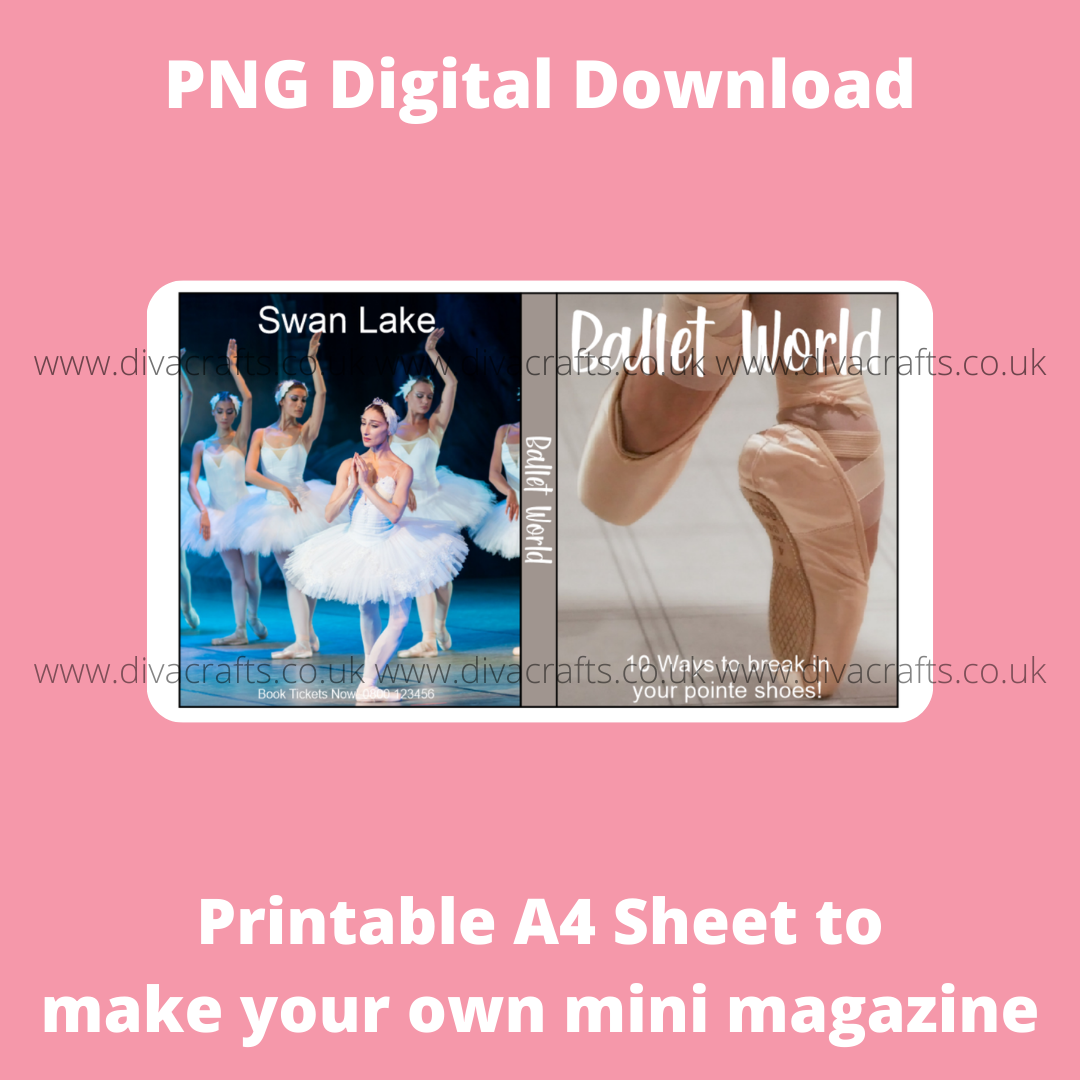 PNG Digital Download Printable Mini Doll Size Magazine - Ballet Theme #1