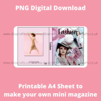 PNG Digital Download Printable Mini Doll Size Magazine - Fashion Theme #1