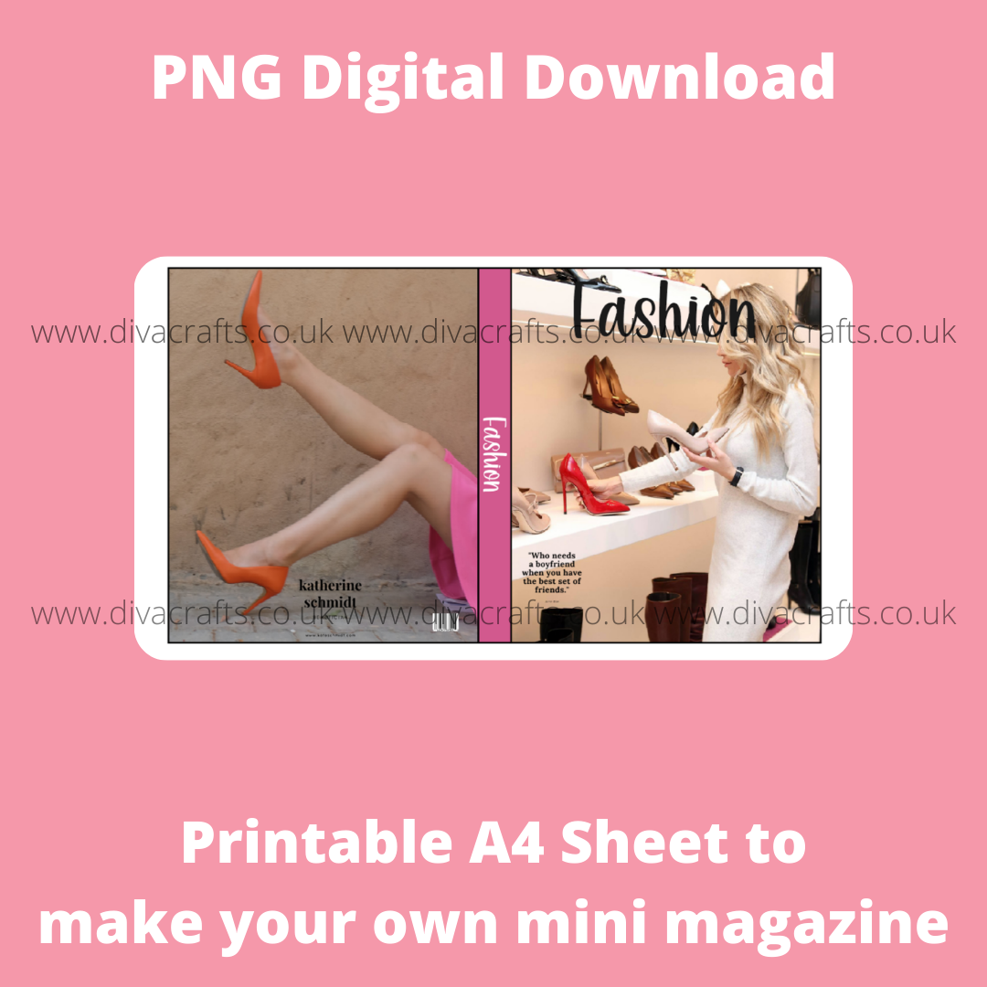 PNG Digital Download Printable Mini Doll Size Magazine - Fashion Theme #2