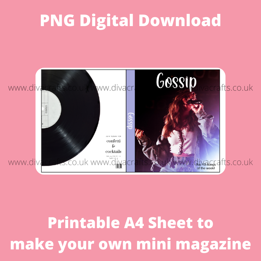 PNG Digital Download Printable Mini Doll Size Magazine - Gossip Theme #1