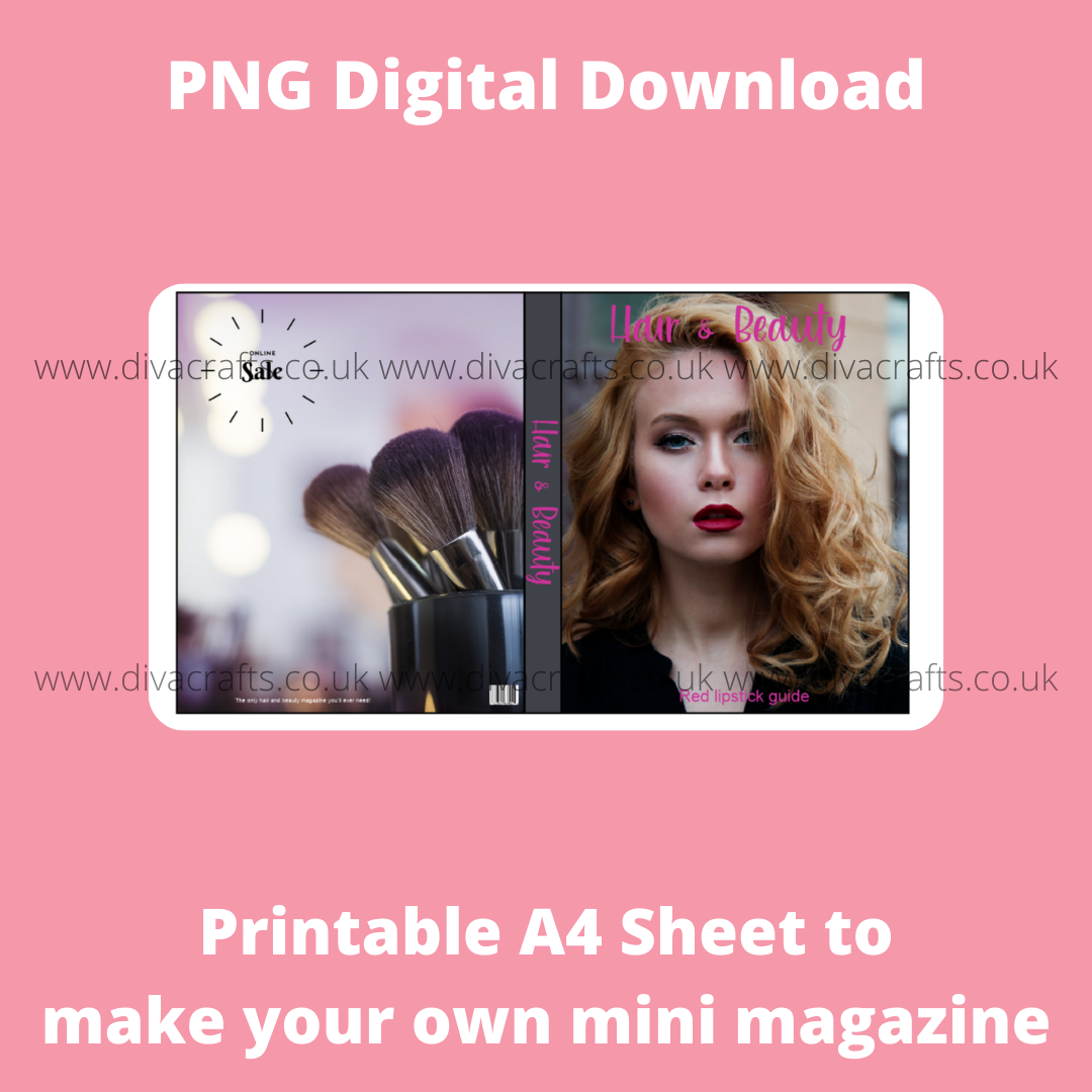 PNG Digital Download Printable Mini Doll Size Magazine - Hair and Beauty Th
