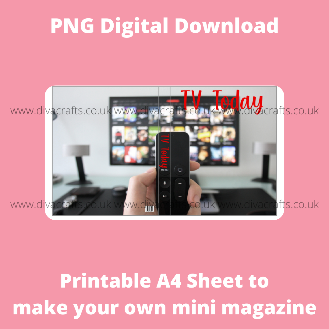 PNG Digital Download Printable Mini Doll Size Magazine - TV Listings Theme 