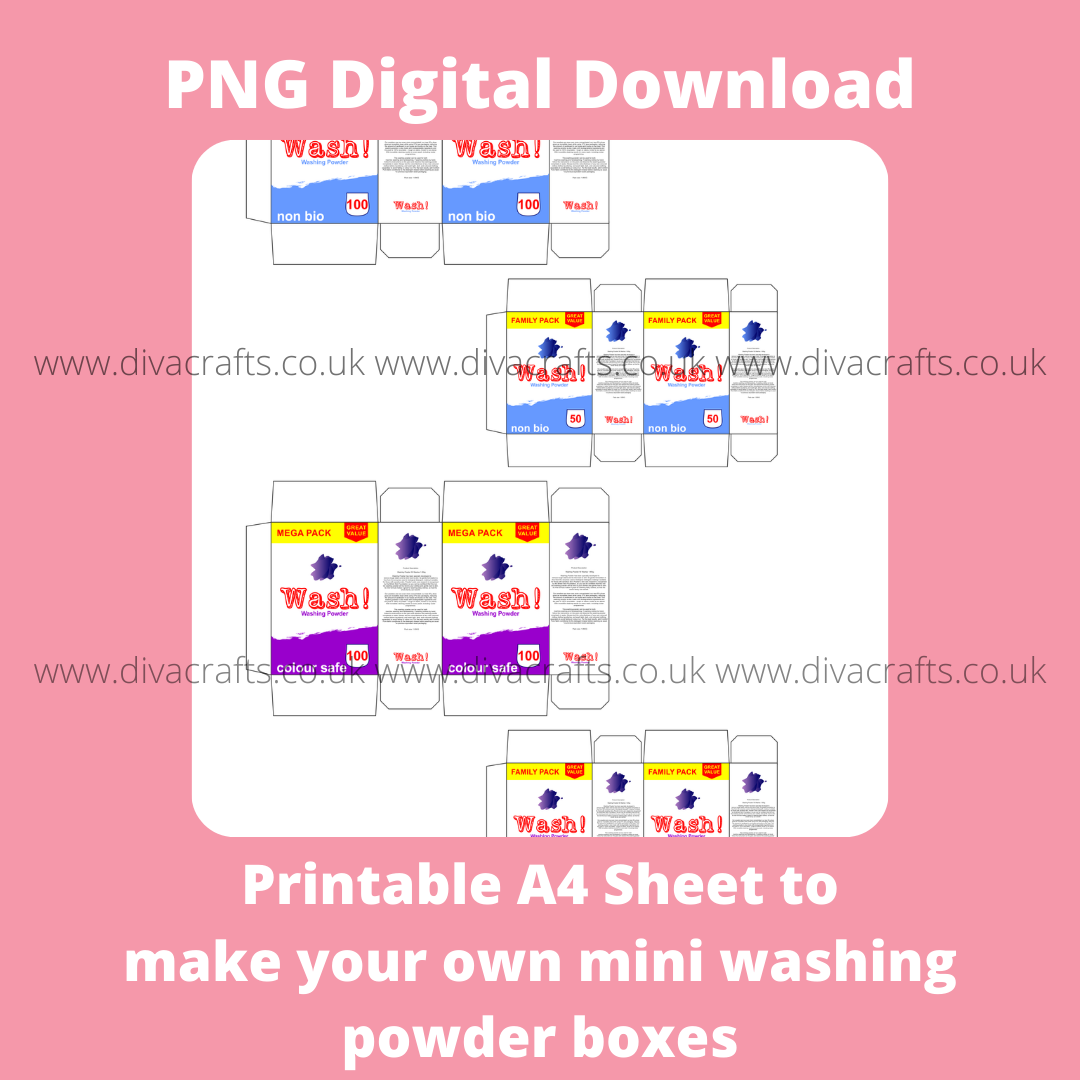 PNG Digital Download Printable Mini Groceries - 4 x Washing Powder Boxes