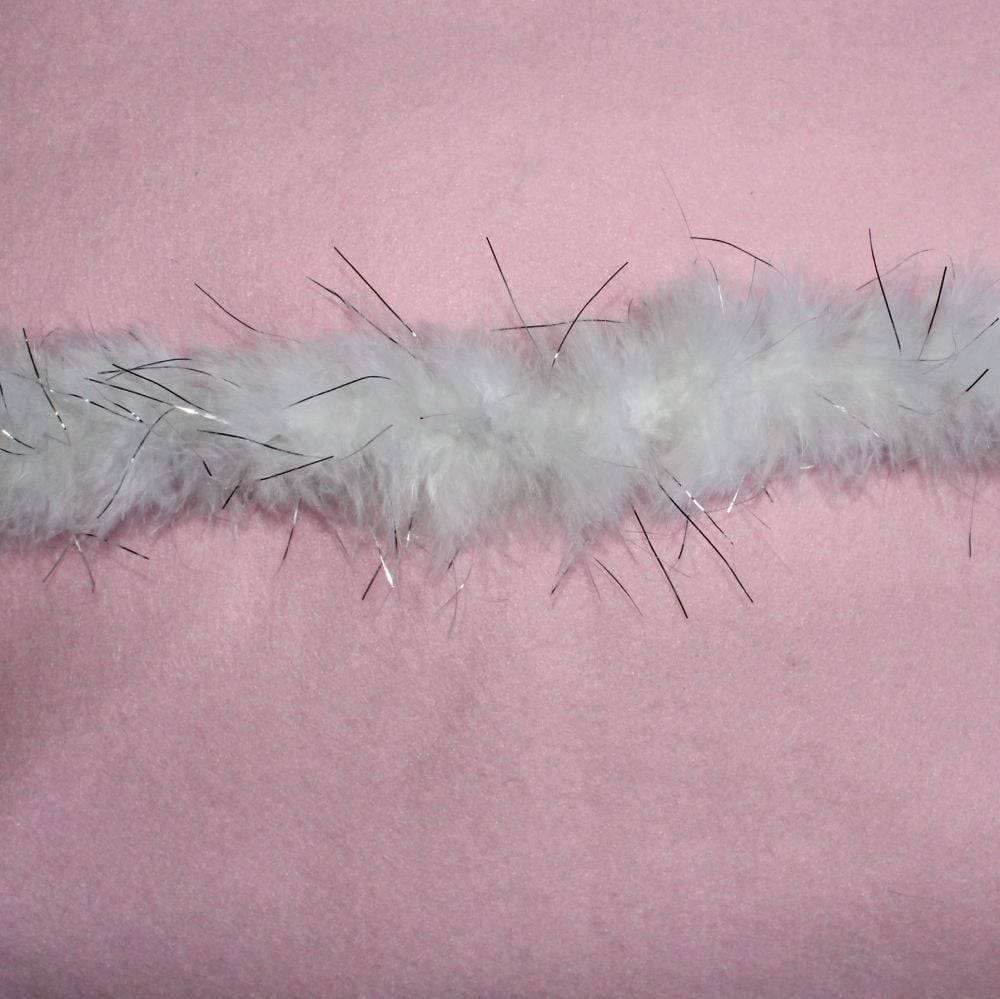 Marabou Feather Boa for Fashion Dolls - Silver Tinsel