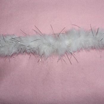 Marabou Feather Boa for Fashion Dolls - white /  Silver Tinsel