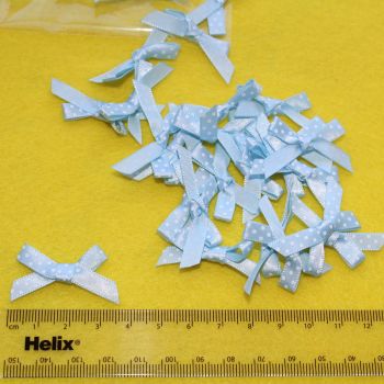 Satin Bows - Blue with white Spots x 100