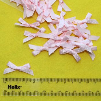 Satin Bows - Pale Pink with White Spots x 70+