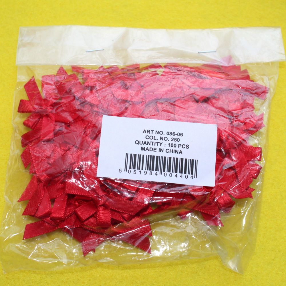 Satin Bows - Red x Approximately 100 (Unopened wholesale packet)