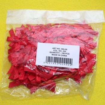 Satin Bows - Red x Approximately 100 (Unopened wholesale packet)