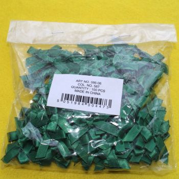 Satin Bows - Bottle Green x Approximately 100 (Unopened wholesale packet)