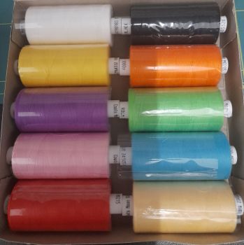 Moon Thread 100 yards x 10 Assorted Colours Pack A