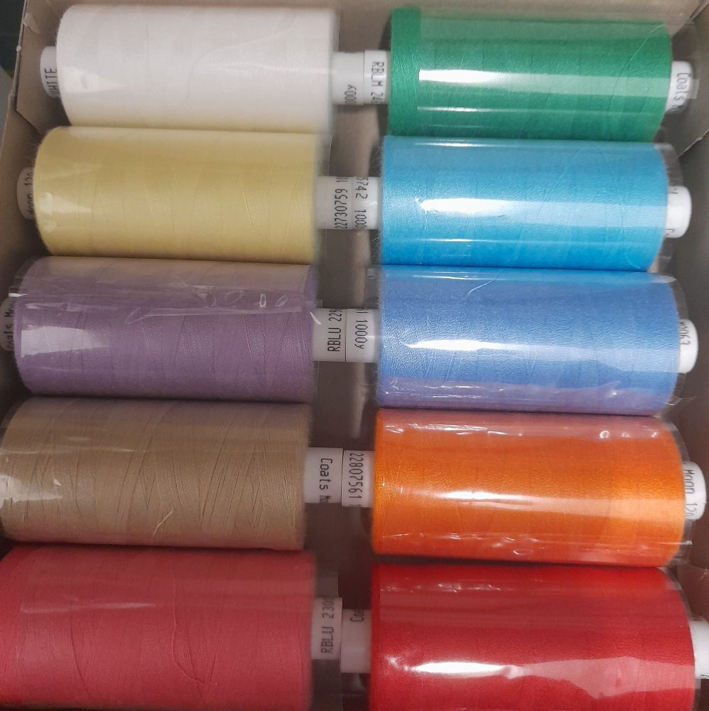 Moon Thread 100 yards x 10 Assorted Colours Pack B