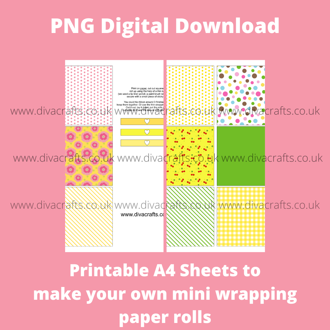PNG Digital Download Printable Mini Wrapping Paper Rolls - Birthday Mix 1