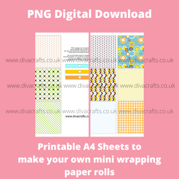 PNG Digital Download Printable Mini Wrapping Paper Rolls - Birthday Mix 2