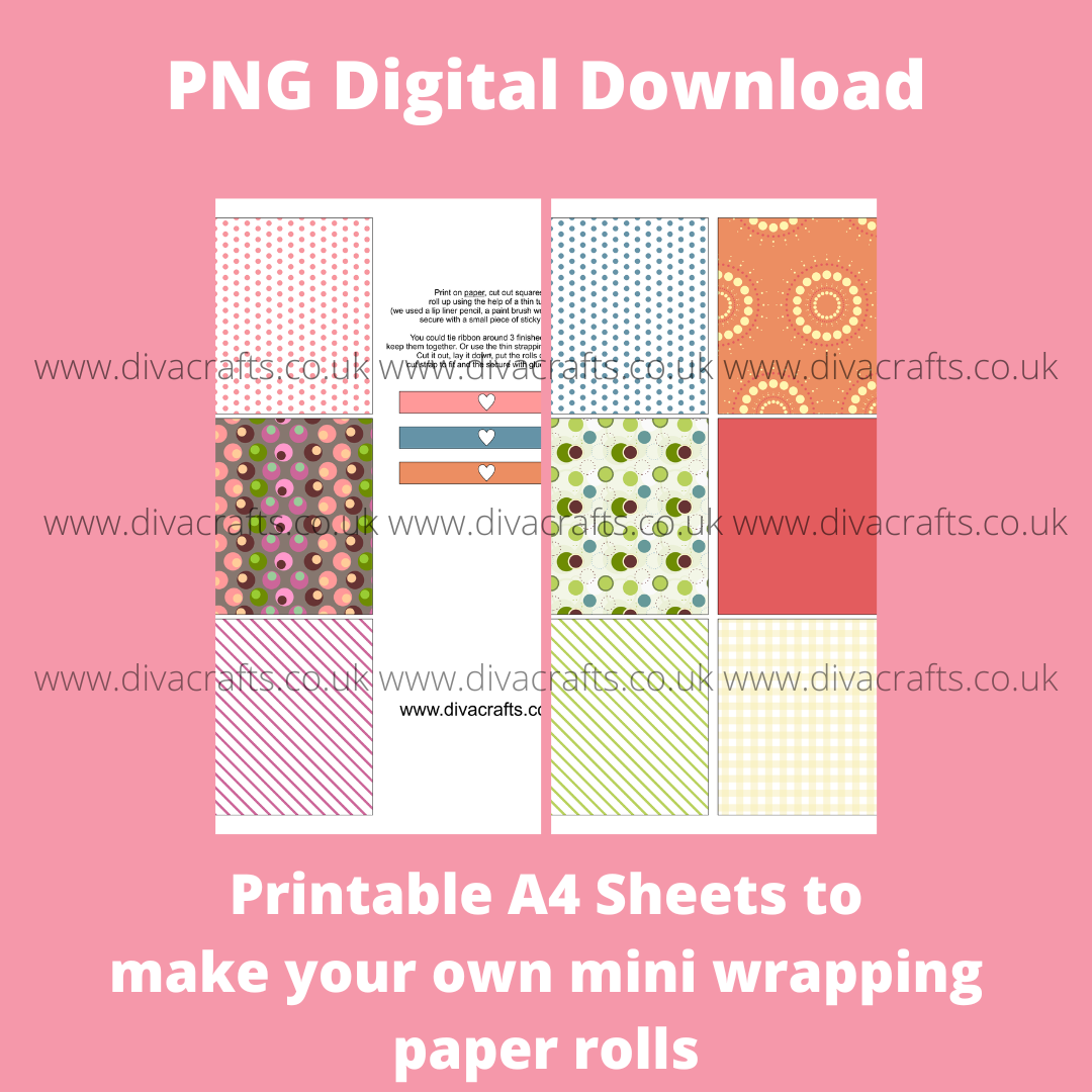 PNG Digital Download Printable Mini Wrapping Paper Rolls - Birthday Mix 3