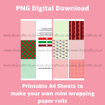 PNG Digital Download Printable Mini Wrapping Paper Rolls - Christmas Mix 1
