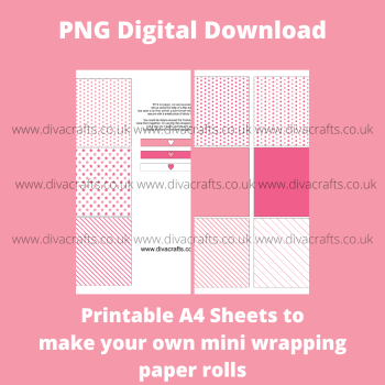 PNG Digital Download Printable Mini Wrapping Paper Rolls - Pink Mix White Background