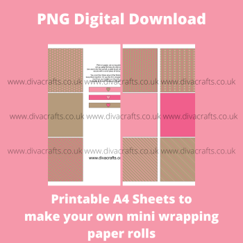 PNG Digital Download Printable Mini Wrapping Paper Rolls - Pink Mix Kraft Background