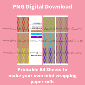 PNG Digital Download Printable Mini Wrapping Paper Rolls - Rainbow Polka Dot Mix Kraft Background