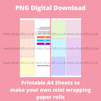 PNG Digital Download Printable Mini Wrapping Paper Rolls - Rainbow Polka Dot Mix White Background