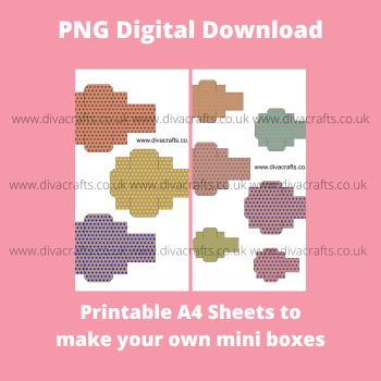 PNG Digital Download Printable Mini Boxes - Rainbow Polka Dot on Kraft