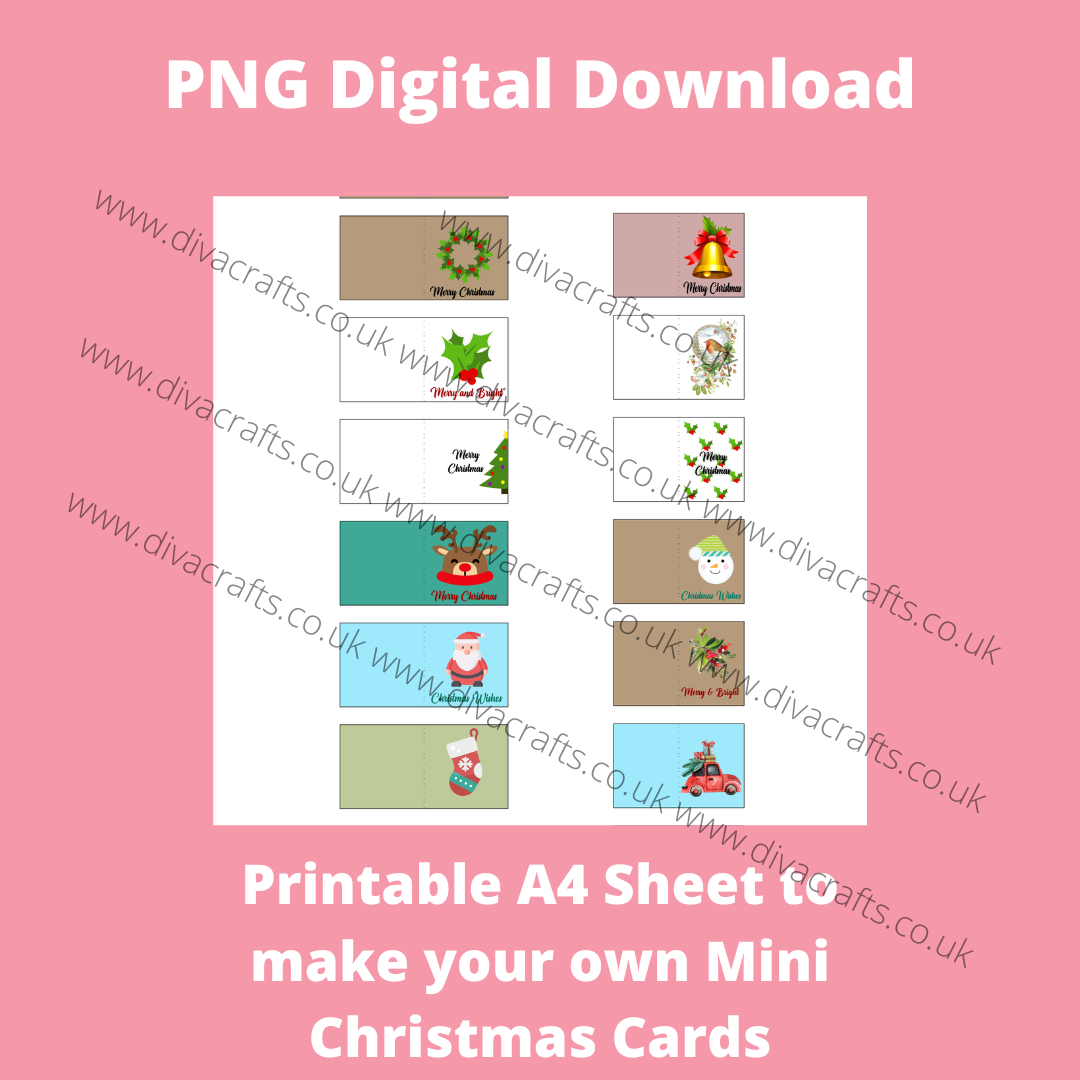 PNG Digital Download Printable Mini Christmas Cards *FREEBIE*