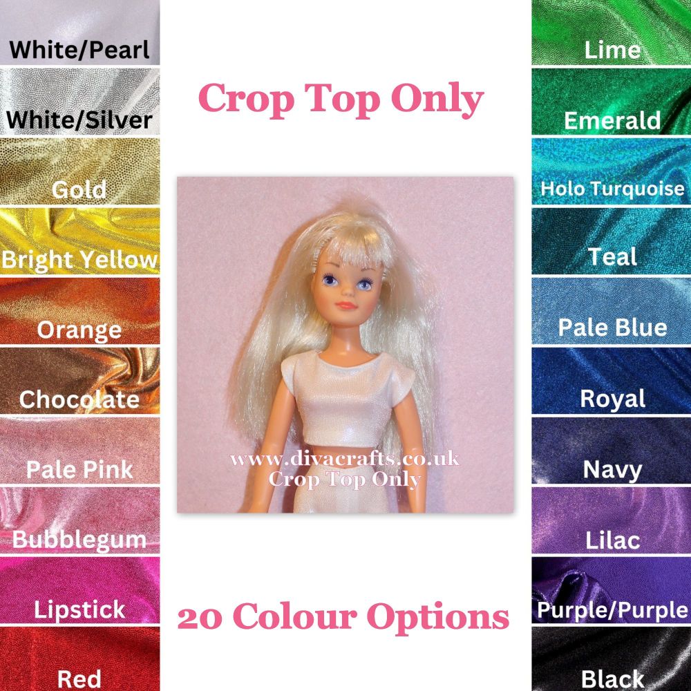 Handmade by Cazjar Pedigree Sindy Fashion - Crop Top Only - Colour Choice Sparkle Lycra