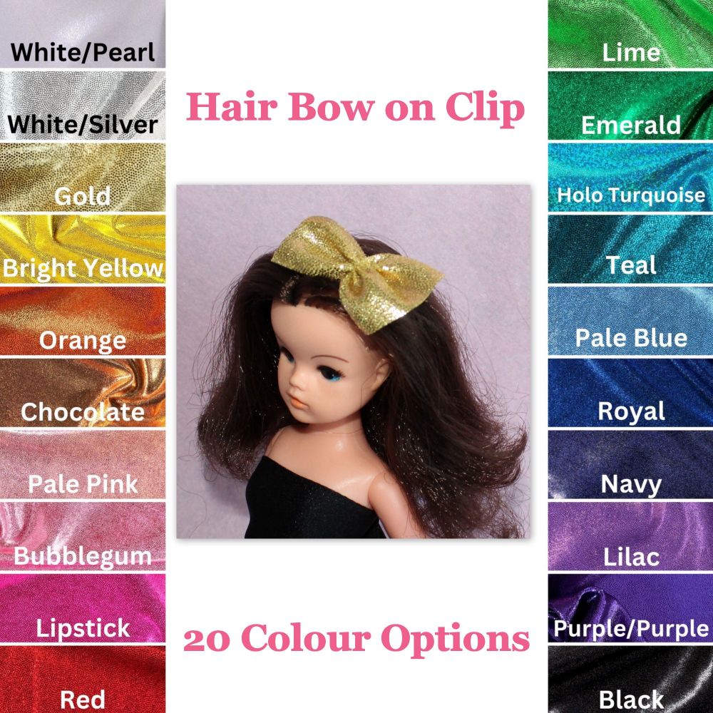 <!-- 0001 --> Doll Hair Bow on Clip - Sparkle (Colour Choice)