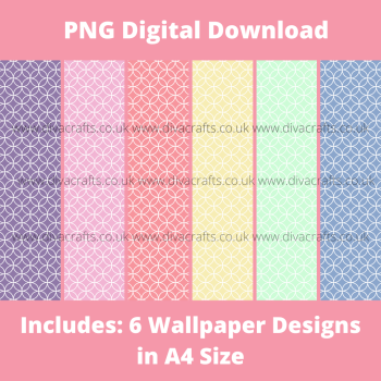 PNG Digital Download Printable Mini Doll Size Wallpaper - Tile Design #1 - Pastel Collection