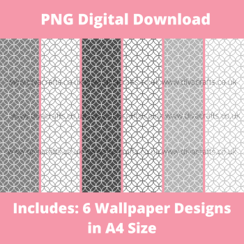 PNG Digital Download Printable Mini Doll Size Wallpaper - Tile Design #1 - Grey Collection
