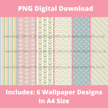 PNG Digital Download Printable Mini Doll Size Wallpaper - Modern Collection