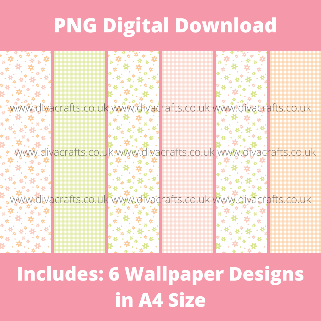 PNG Digital Download Printable Mini Doll Size Wallpaper - Ditsy Floral Coll