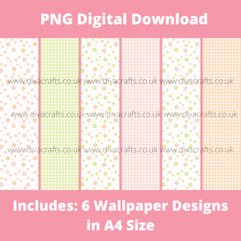 PNG Digital Download Printable Mini Doll Size Wallpaper - Ditsy Floral Collection