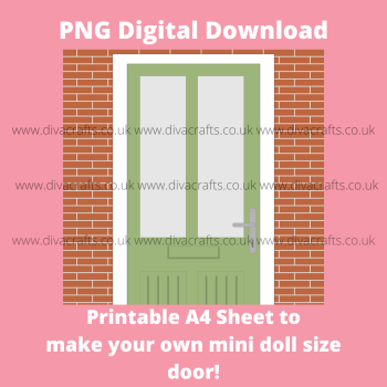 *FREEBIE* PNG Digital Download Printable Mini Doll Size Door - Green