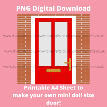 *FREEBIE* PNG Digital Download Printable Mini Doll Size Door - Red