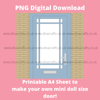 *FREEBIE* PNG Digital Download Printable Mini Doll Size Door - Light Blue