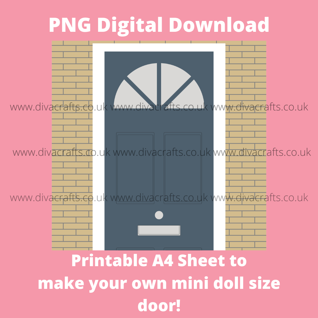*FREEBIE* PNG Digital Download Printable Mini Doll Size Door - Dark Blue
