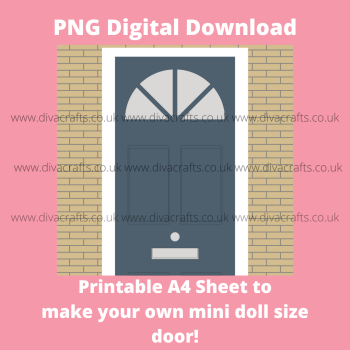 *FREEBIE* PNG Digital Download Printable Mini Doll Size Door - Dark Blue