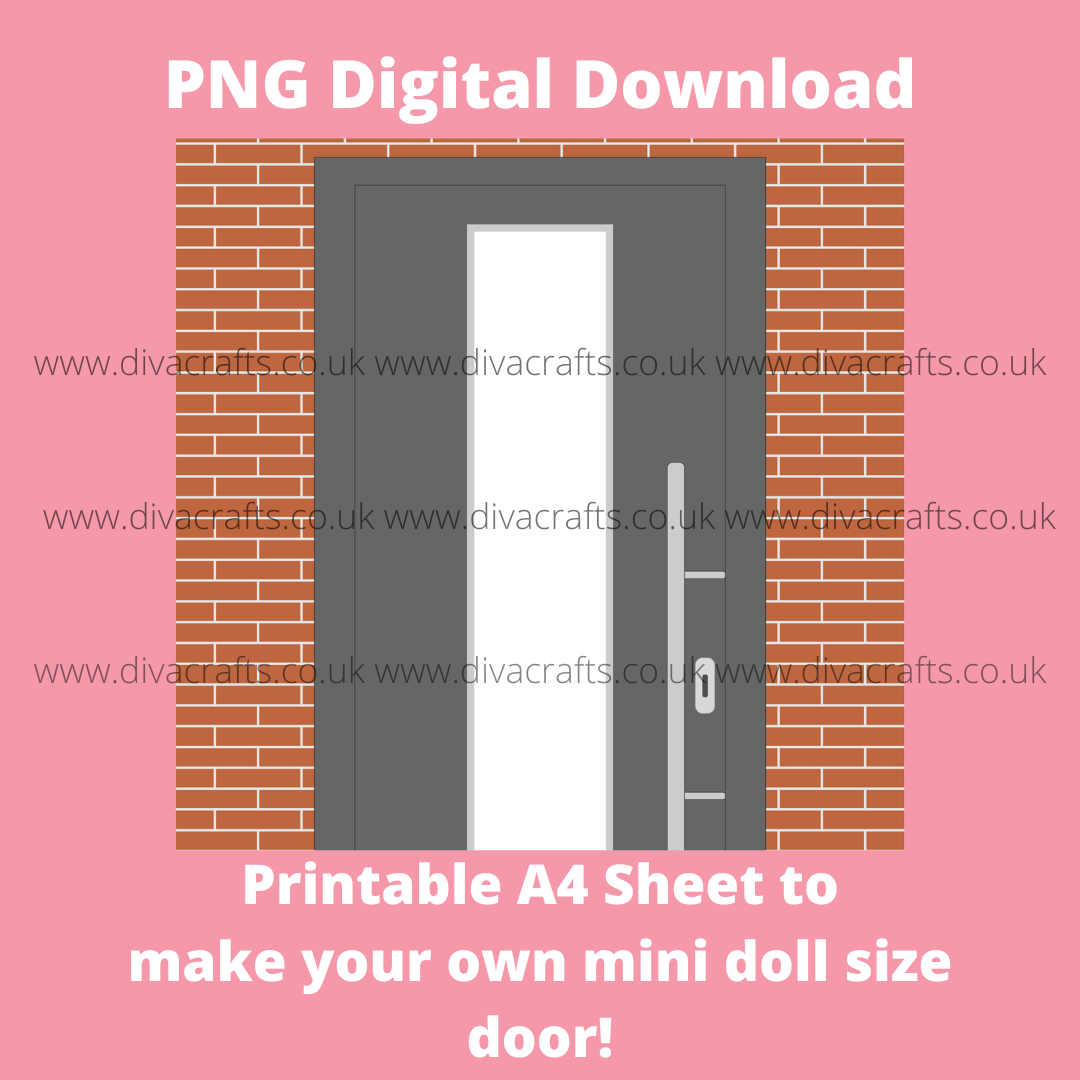 *FREEBIE* PNG Digital Download Printable Mini Doll Size Door - Dark Grey