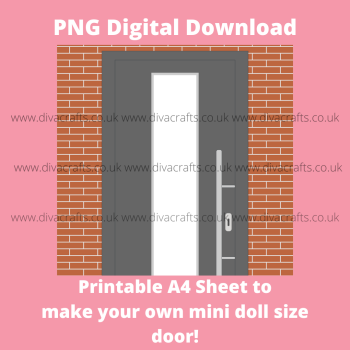 *FREEBIE* PNG Digital Download Printable Mini Doll Size Door - Dark Grey