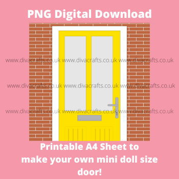 *FREEBIE* PNG Digital Download Printable Mini Doll Size Door - Yellow