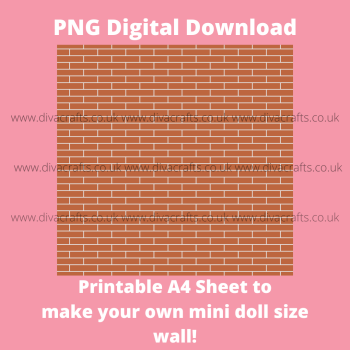 *FREEBIE* PNG Digital Download Printable Mini Doll Size Wall - Red Brick
